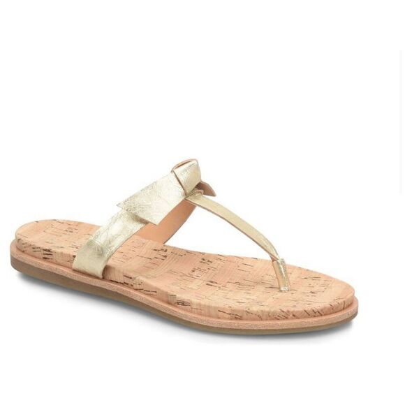 Kork-Ease Blake Metallic Leather Sandal Women’s 7 Light Gold Platino Thongs Cork - Picture 3 of 9